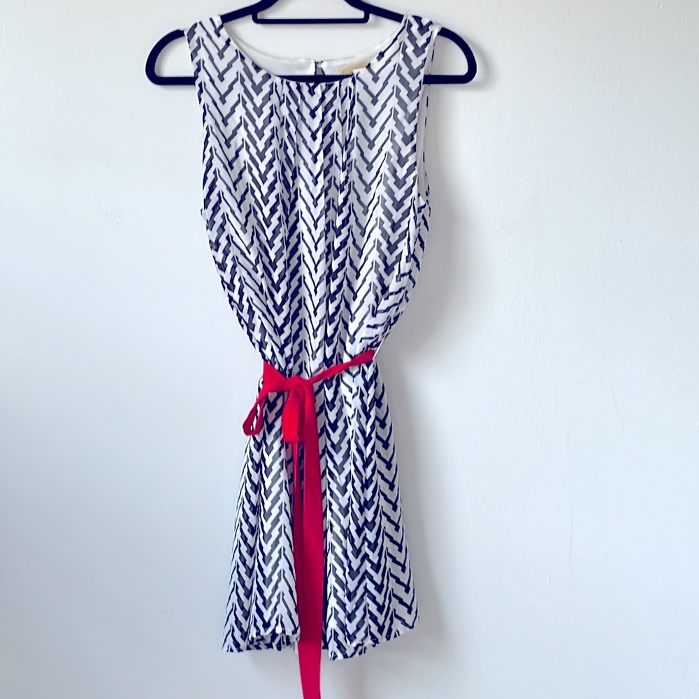 Francesca’s Black and White Dress with Red sash